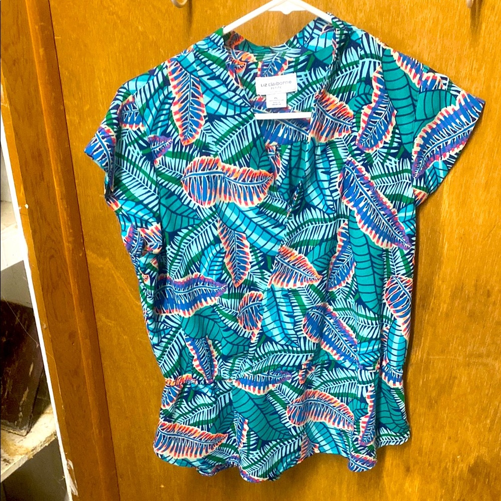3/$15.  Liz Claiborne Blue and Green Blouse